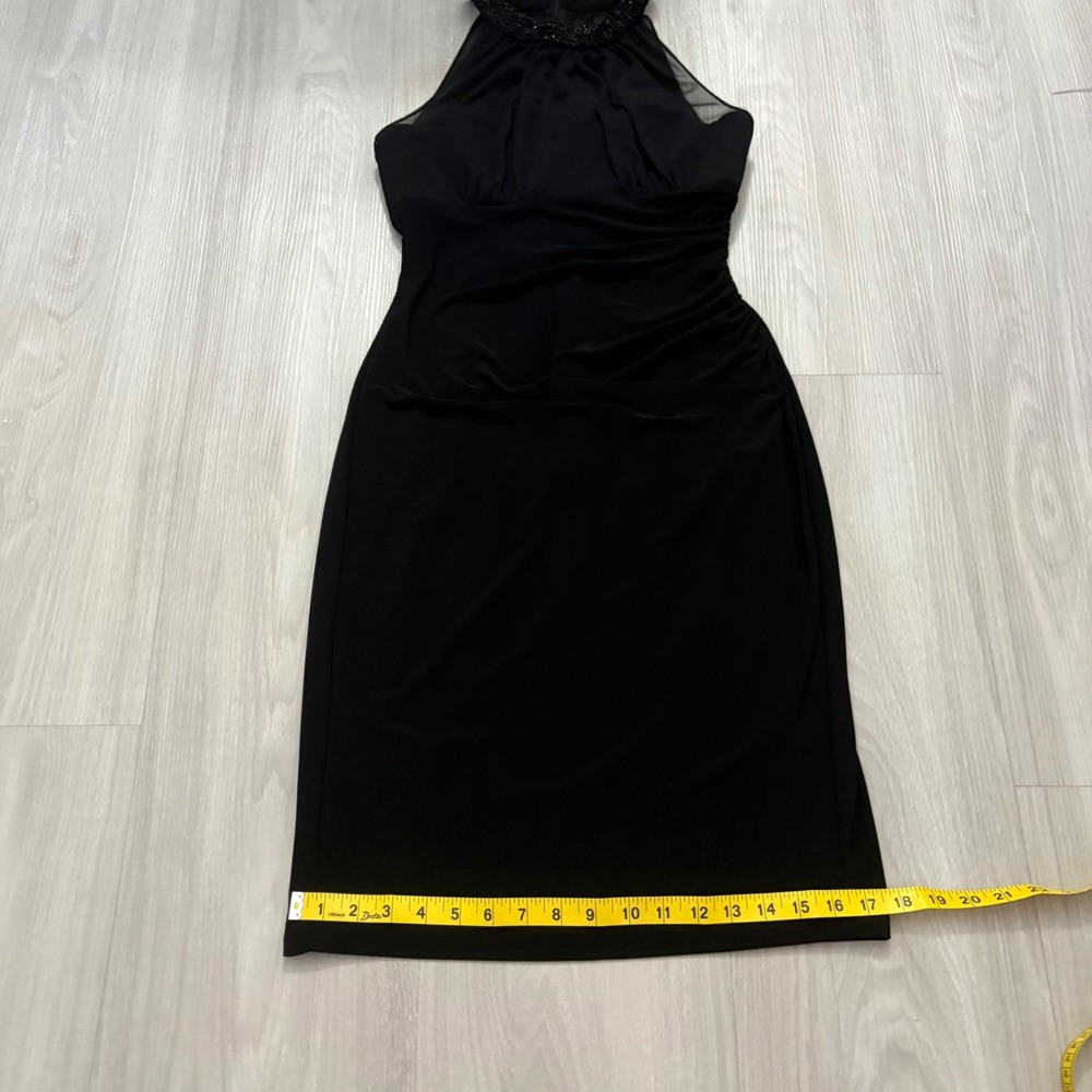 Lauren Ralph Lauren Women Dress Evening Black Beaded Halter Ruched Cocktail 6 - Picture 9 of 15